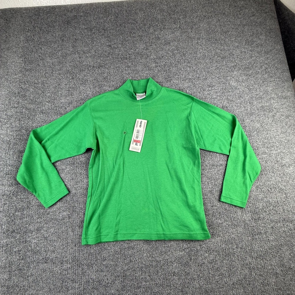 Westbound Shirt Womens Petite Small Green Mock Neck Long Sleeve Cotton Basic Top